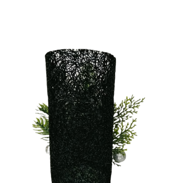 Κηροπήγιο γυάλινο σε μαύρο χρώμα με ασημι. Διαστάσεις 14*10cm - ρεσώ & κηροπήγια - 3