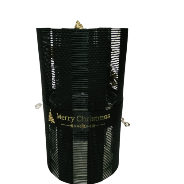 Γυάλινο Χριστουγεννιάτικο κηροπήγιο σε μαύρο με χρυσο χρωμα - γυαλί, ρεσώ & κηροπήγια, κεριά & κηροπήγια - 3