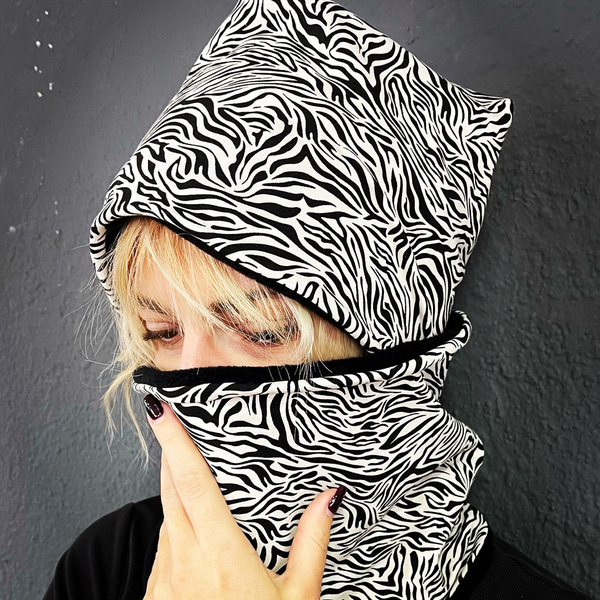 Σετ σκουφί με λαιμό zebra - γυναικεία, κασκόλ, δώρα για γυναίκες - 2