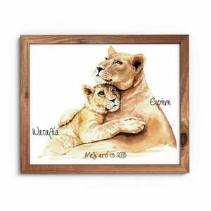 Προσωποποιημένη εκτυπώσιμη αφίσα για την μαμά - Λιοντάρι | 3 Μεγέθη - αφίσες, μαμά, personalised, μαμά και κόρη