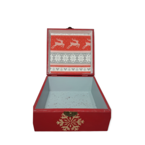 Χριστουγεννιάτικο Ξύλινο Κουτί - ξύλο, διακοσμητικά, χιονονιφάδα, χριστουγεννιάτικα δώρα - 5