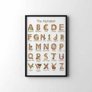 Εκπαιδευτική αφίσα αγγλικό αλφάβητο | Εκτυπώσιμη σε 5 μεγέθη + Bonus - αφίσες, δώρα για παιδιά, για παιδιά, δωμάτιο παιδιών