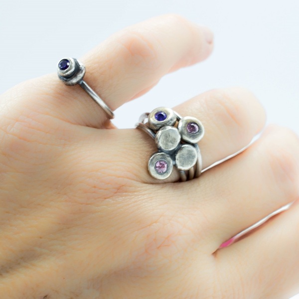 Ασημένιο μικρό δαχτυλίδι - ασήμι 925, χειροποίητα, βεράκια, boho, σταθερά - 2