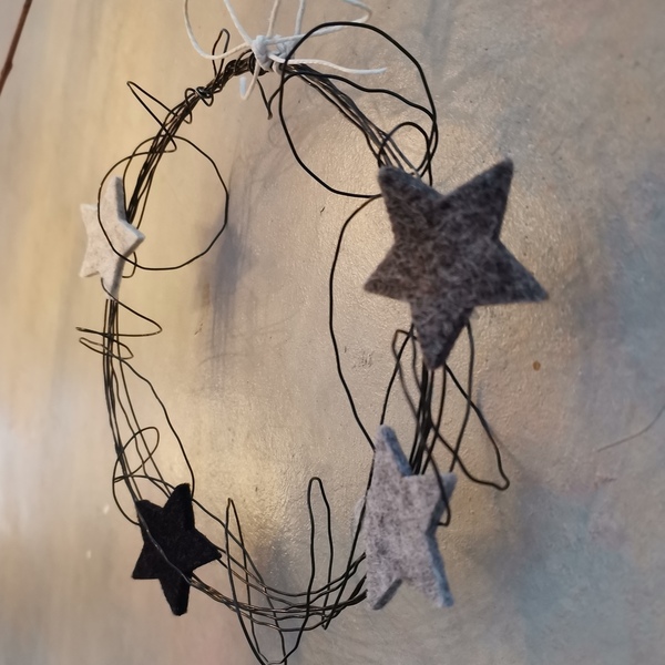 Χριστουγεννιάτικο στεφάνι με αστέρια #1 - σύρμα, στεφάνια, διακοσμητικά, χριστουγεννιάτικα δώρα - 4