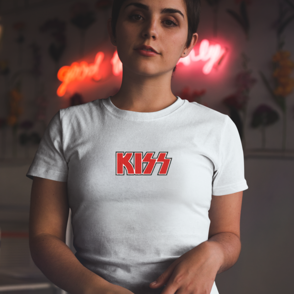 Βαμβακερό μπλουζάκι με κεντητό σχέδιο rock band KISS - βαμβάκι, κεντητά, δώρο, halloween