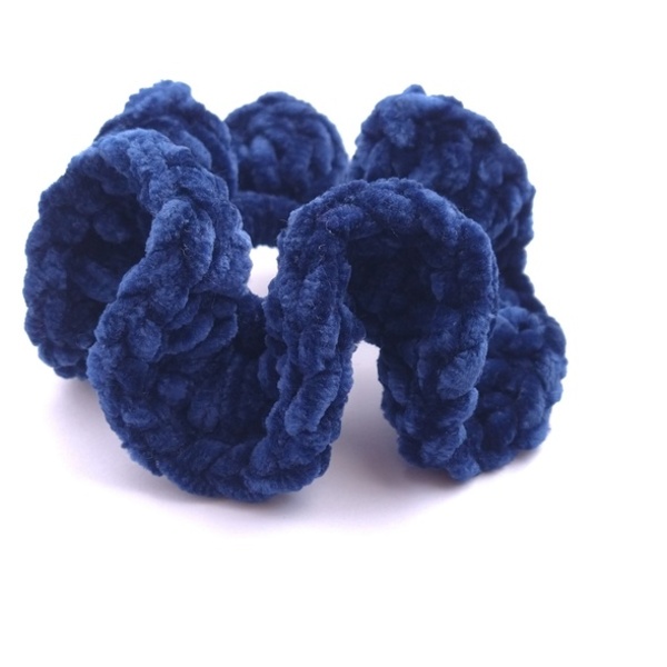 Βελουτέ scrunchie λαστιχάκι μαλλιών royal blue - λαστιχάκια μαλλιών - 2