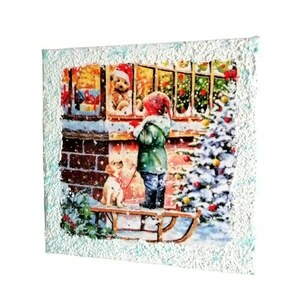 Πίνακας καμβάς 20x20cm Χριστούγεννα με χιόνια - πίνακες & κάδρα, καμβάς, διακοσμητικά, δέντρο - 2