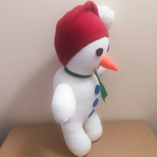 Χιονάνθρωπος χειροποίητος από κάλτσες 29 cm - στολίδι, χριστουγεννιάτικο, διακοσμητικά, χιονάνθρωπος - 3
