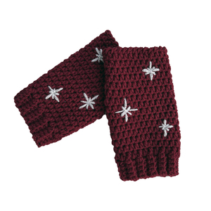 Κόκκινα γάντια πλεκτά χωρίς δάχτυλα, με χριστουγεννιάτικα αστέρια - κόκκινο, αστέρι, δώρα για γυναίκες
