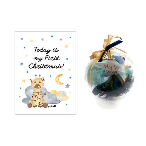 Τα πρώτα μου Χριστούγεννα 2021 ♥ Milestone Αναμνηστική Κάρτα Χριστουγεννιάτικο Στολίδι Μεγάλη Μπάλα Αστέρι 10εκ παγώνι - plexi glass, πρώτα Χριστούγεννα, στολίδια, δώρα για μωρά, μπάλες