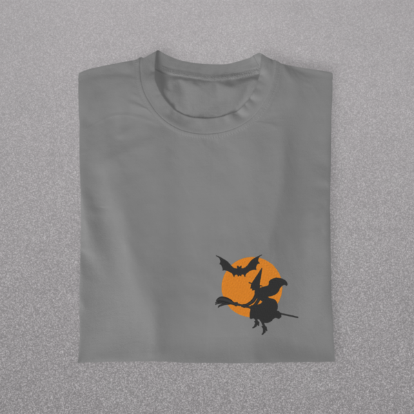 Βαμβακερό μπλουζάκι με κεντητό σχέδιο Halloween μάγισσα με νυχτερίδα - βαμβάκι, κεντητά, δώρο, halloween - 5