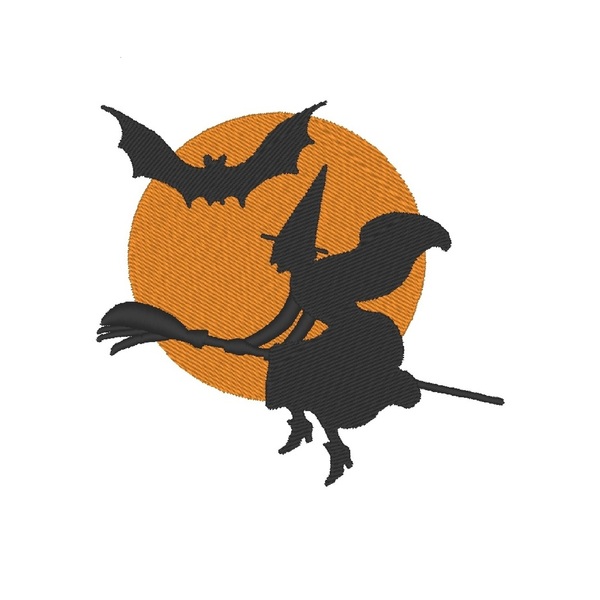 Βαμβακερό μπλουζάκι με κεντητό σχέδιο Halloween μάγισσα με νυχτερίδα - βαμβάκι, κεντητά, δώρο, halloween - 3