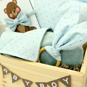 Δώρο γέννησης σε ξύλινο κουτί για αγόρι βελούδο - αγόρι, βρεφικά, σετ δώρου - 2