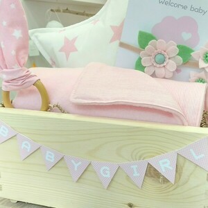 Δώρο γέννησης σε ξύλινο κουτί για κορίτσι άσπρο-ροζ - κορίτσι, γέννηση, σετ δώρου, δώρο γέννησης - 4