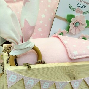 Δώρο γέννησης σε ξύλινο κουτί για κορίτσι ροζ - κορίτσι, σετ δώρου, δώρο γέννησης - 2