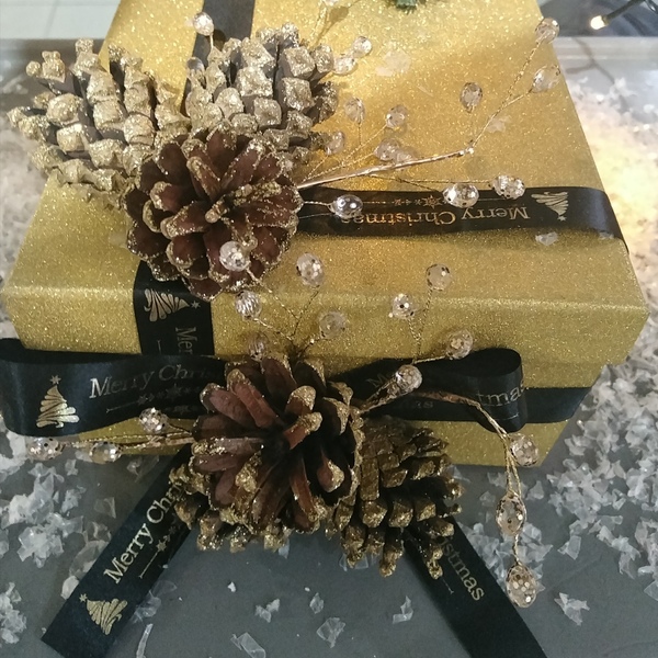 Χριστουγεννιάτικο κουτί gold - διακοσμητικά, κουτιά αποθήκευσης - 2