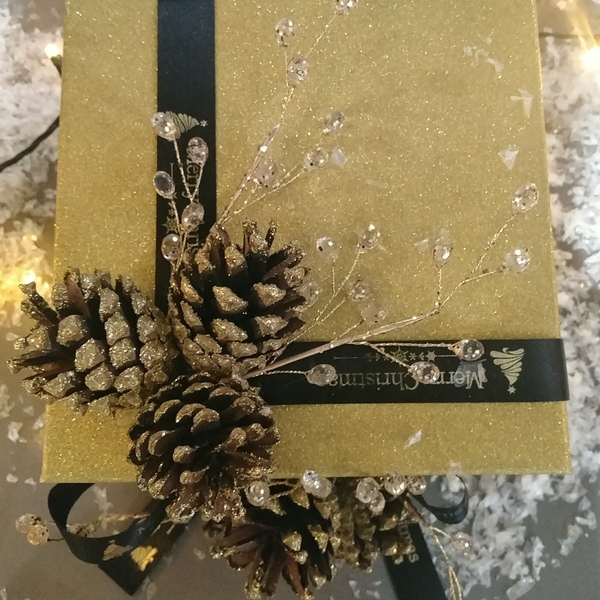Χριστουγεννιάτικο κουτί gold - διακοσμητικά, κουτιά αποθήκευσης - 3