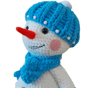 Χειροποίητος πλεκτος χιονανθρωπος - δώρο, λούτρινα, χριστουγεννιάτικο - 5