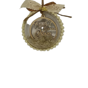 Χριστουγεννιάτικη Plexi Μπάλα 8cm "Καλή Χρονιά Νονά" - charms, νονά, χριστουγεννιάτικα δώρα, στολίδια, μπάλες