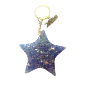 Μπρελόκ γούρι αστέρι από υγρό γυαλί 7Χ7εκατοστά - αστέρι, plexi glass, γούρια