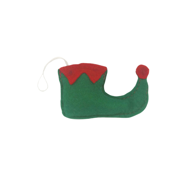 Χριστουγεννιάτικο στολίδι από τσόχα- Παπούτσι Ξωτικού 1 - ύφασμα, μπαμπάς, χριστουγεννιάτικο, στολίδια