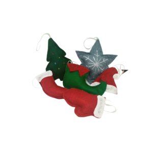 Σετ Χριστουγεννιάτικα στολίδια από τσόχα σε συσκευασία δώρου - αστέρι, χιονονιφάδα, άγιος βασίλης, στολίδια, σετ δώρου - 4