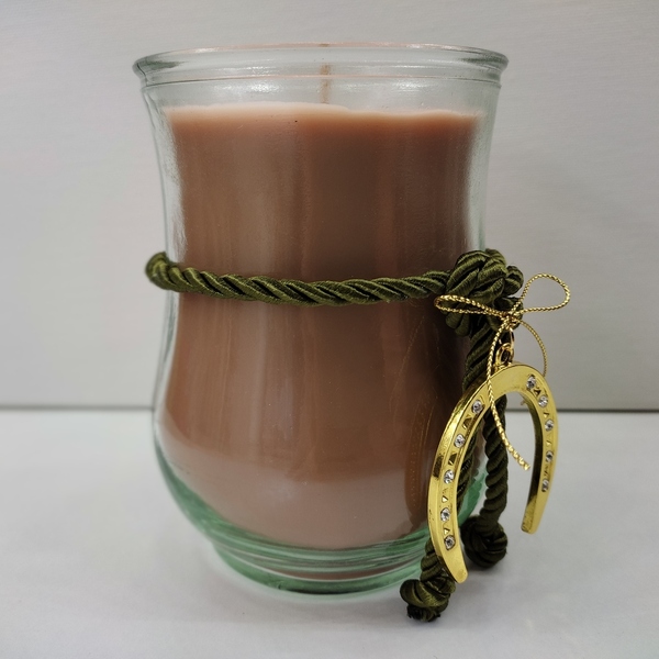 Χριστουγεννιάτικο αρωματικό κερί 500γρμ σοκολά με άρωμα βανίλια σε γυάλινο ποτήρι πορταβέλα 13χ9 εκ. - γυαλί, κεριά & κηροπήγια - 4