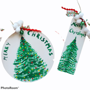 Χριστουγεννιάτικο καδράκι και σελιδοδείκτης Christmas tree - ξύλο, διακοσμητικά, χριστουγεννιάτικα δώρα