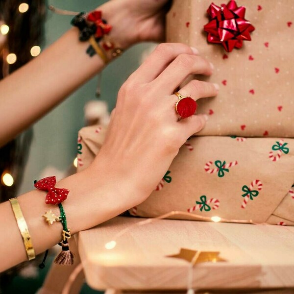 Γουράκι Βραχιολάκι '22 Christmas Star - ημιπολύτιμες πέτρες, plexi glass, χεριού, αυξομειούμενα, γούρια - 2