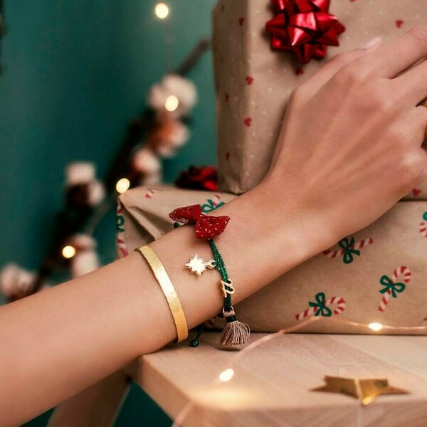 Γουράκι Βραχιολάκι '22 Christmas Star - ημιπολύτιμες πέτρες, plexi glass, χεριού, αυξομειούμενα, γούρια - 3