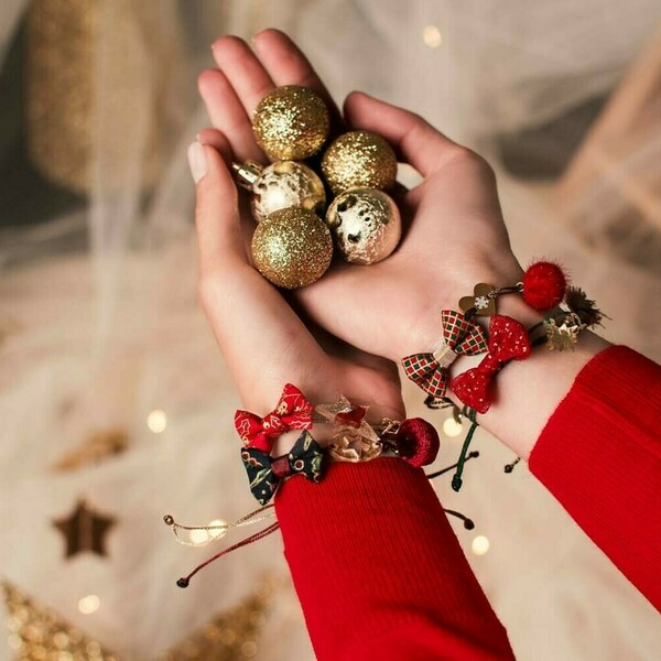 Γουράκι Βραχιολάκι '22 Christmas Star - ημιπολύτιμες πέτρες, plexi glass, χεριού, αυξομειούμενα, γούρια - 4
