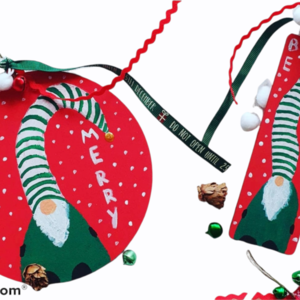 Χριστουγεννιάτικο καδράκι και σελιδοδείκτης νάνος πράσινος - ξύλο, χριστουγεννιάτικα δώρα, στολίδια