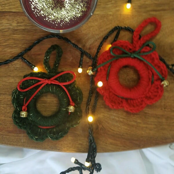 Χειροποίητο Χριστουγενίατικο Στολίδι Christmas Wreath Red - νήμα, στεφάνια, στολίδια, μπάλες - 2