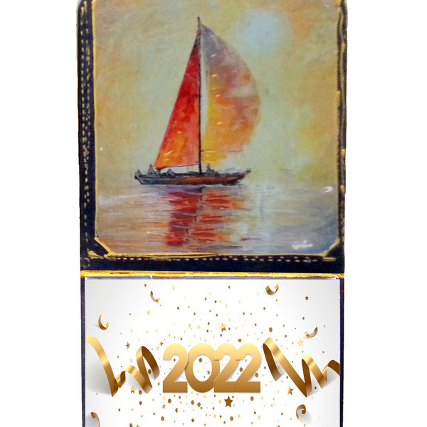 Ξύλινο μηνιαίο ημερολόγιο με ντεκουπάζ & ζωγραφική 18Χ11 cm - ζωγραφισμένα στο χέρι, ημερολόγια, χειροποίητα, άλμπουμ - 2