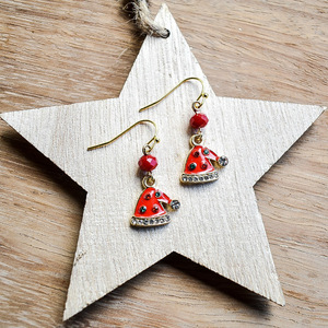 Χριστουγεννιάτικα σκουλαρίκια σκούφος με στρας - μέταλλο, κοσμήματα, χριστουγεννιάτικα δώρα - 3