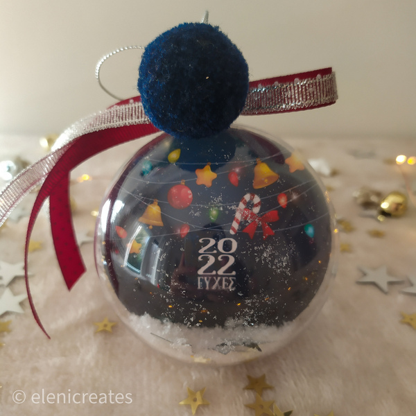 Μπάλα "Πρώτα Χριστούγεννα" για αγόρι - 8 εκατοστά - plexi glass, χριστουγεννιάτικα δώρα, πρώτα Χριστούγεννα, στολίδια, μπάλες - 2