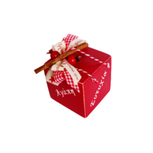 Χριστουγεννιάτικο ξύλινο γούρι κύβος κόκκινο 2023 δώρο 5*5εκ - ξύλο, χριστουγεννιάτικα δώρα, δώρα για δασκάλες, γούρια, πρωτοχρονιά