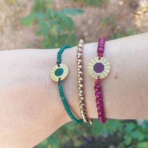 Sun bracelet - ημιπολύτιμες πέτρες, charms, επιχρυσωμένα, χεριού, αυξομειούμενα - 4