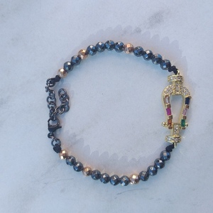 Petals bracelet - ημιπολύτιμες πέτρες, charms, επιχρυσωμένα, χεριού, αυξομειούμενα - 2