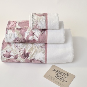 Σετ χειροποίητες πετσέτες «Sweet Floral» 3 τμχ - δώρα γάμου, πετσέτες, προσωποποιημένα - 3