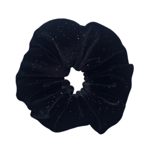 Υφασμάτινο λαστιχάκι scrunchie black με πολύχρωμο γκλίτερ - κορίτσι, γκλίτερ, μαύρα, για τα μαλλιά, λαστιχάκια μαλλιών