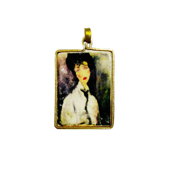 Μενταγιόν: Μοντιλιάνι "Γυναίκα με Μαύρη Γραβάτα" 1917. - ατσάλι, μενταγιόν