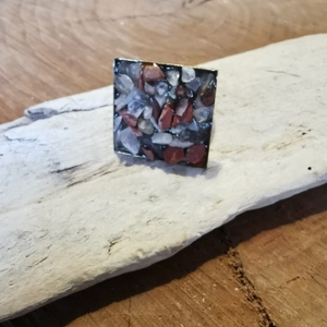 Δαχτυλίδι τετράγωνο με ημιπολύτιμους λίθους - ημιπολύτιμες πέτρες, vintage, μπρούντζος, αυξομειούμενα - 2