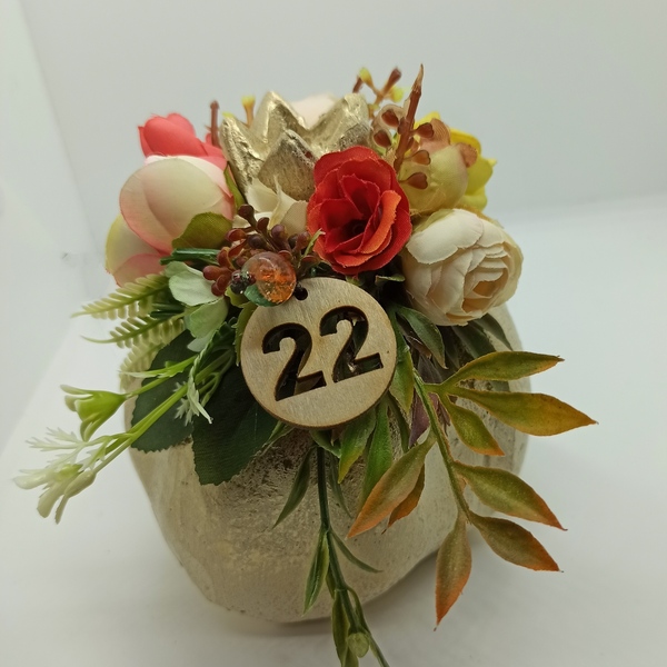 Ρόδι κεραμικό-Γούρι 2022 με λουλουδια - ρόδι, γούρια