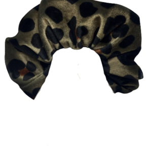 Υφασμάτινο λαστιχάκι scrunchie χακί με animal print - ύφασμα, animal print, κορίτσι, για τα μαλλιά, λαστιχάκια μαλλιών - 4