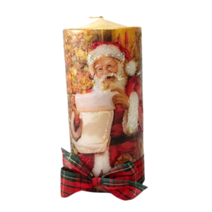 Διακοσμητικό κερί με vintage Άγιο Βασίλη - ντεκουπάζ, χειροποίητα, χριστουγεννιάτικα δώρα, άγιος βασίλης, κεριά & κηροπήγια
