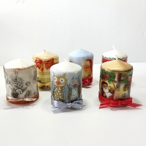 Διακοσμητικό μικρό κερί κουκουβάγιες Ύψος 8cm - χαρτί, ντεκουπάζ, χειροποίητα, αρωματικά κεριά, χριστουγεννιάτικα δώρα, κεριά & κηροπήγια - 4