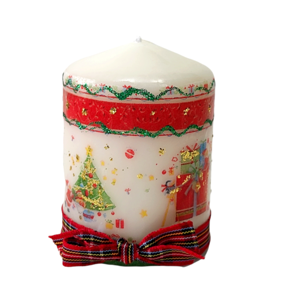 Διακοσμητικό μικρό κερί Χριστουγεννιάτικες εικόνες Ύψος 8cm - vintage, ντεκουπάζ, χειροποίητα, χριστουγεννιάτικα δώρα, κεριά & κηροπήγια