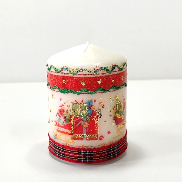 Διακοσμητικό μικρό κερί Χριστουγεννιάτικες εικόνες Ύψος 8cm - vintage, ντεκουπάζ, χειροποίητα, χριστουγεννιάτικα δώρα, κεριά & κηροπήγια - 3