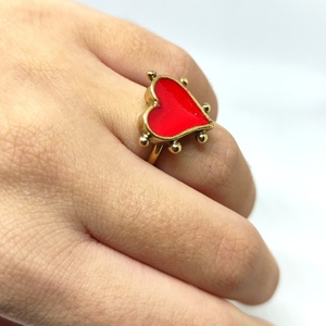Δαχτυλίδι κόκκινη καρδιά ❤️❤️❤️ - επιχρυσωμένα, ορείχαλκος, καρδιά, αγ. βαλεντίνου, αυξομειούμενα